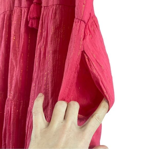 Karina Grimaldi Belle Maxi Tassel Dress in Pink Cherry, Size Medium - Picture 9 of 10